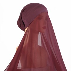 Pearl chiffon ladies turban veil珍珠雪纺女士围巾筒帽一体长巾