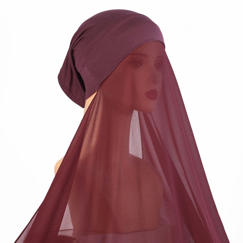 Pearl chiffon ladies turban veil珍珠雪纺女士围巾筒帽一体长巾|undefined