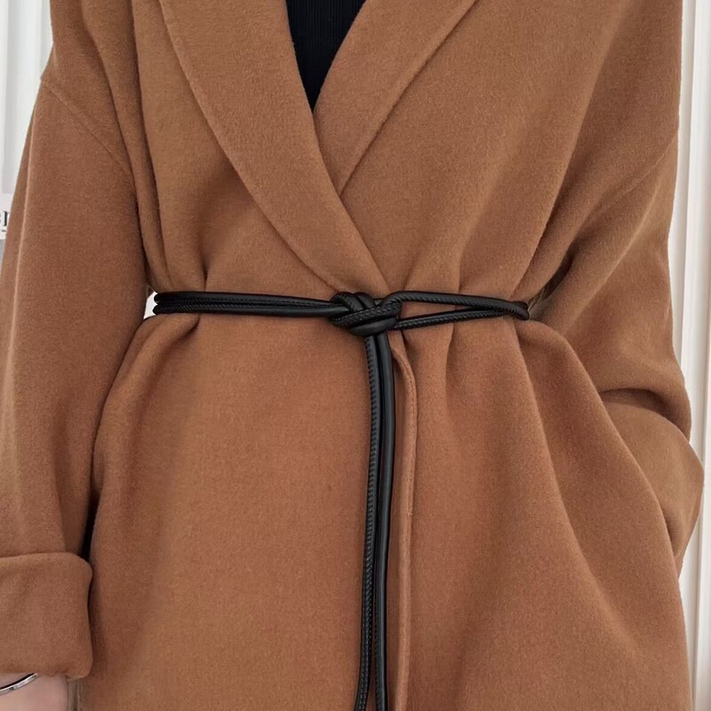 High-grade Soft Leather Rope Knot Belt Women's Matching Coat Fashion Matching Down Jacket Decorative Sweater Skirt Thin Belt