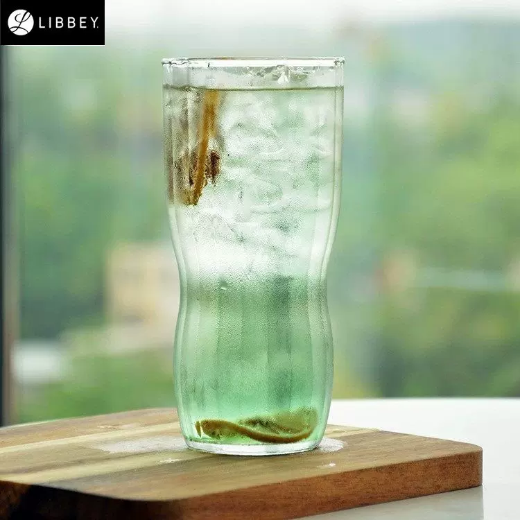 创意条纹玻璃杯高颜值商用咖啡杯高杯牛奶杯透明可叠饮料杯喝水杯