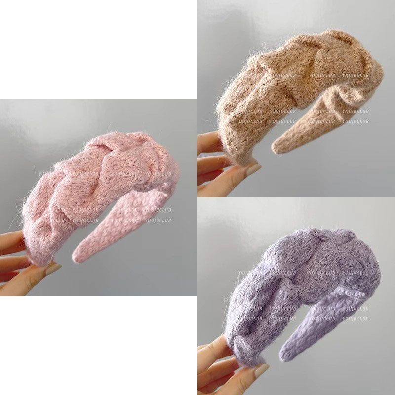 Hong Kong style retro headband - pink + milk tea + taro purple