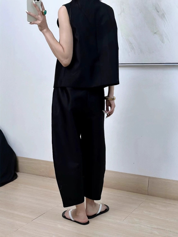 高端丝毛套装女新款老钱风简约气质减龄显瘦马甲裤子两件套装女|undefined