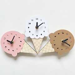 Ins Nordic Home Ice Cream Clock Cartoon Silent Wall Clock Children's Room Decor Soft Furnishing Mini Model