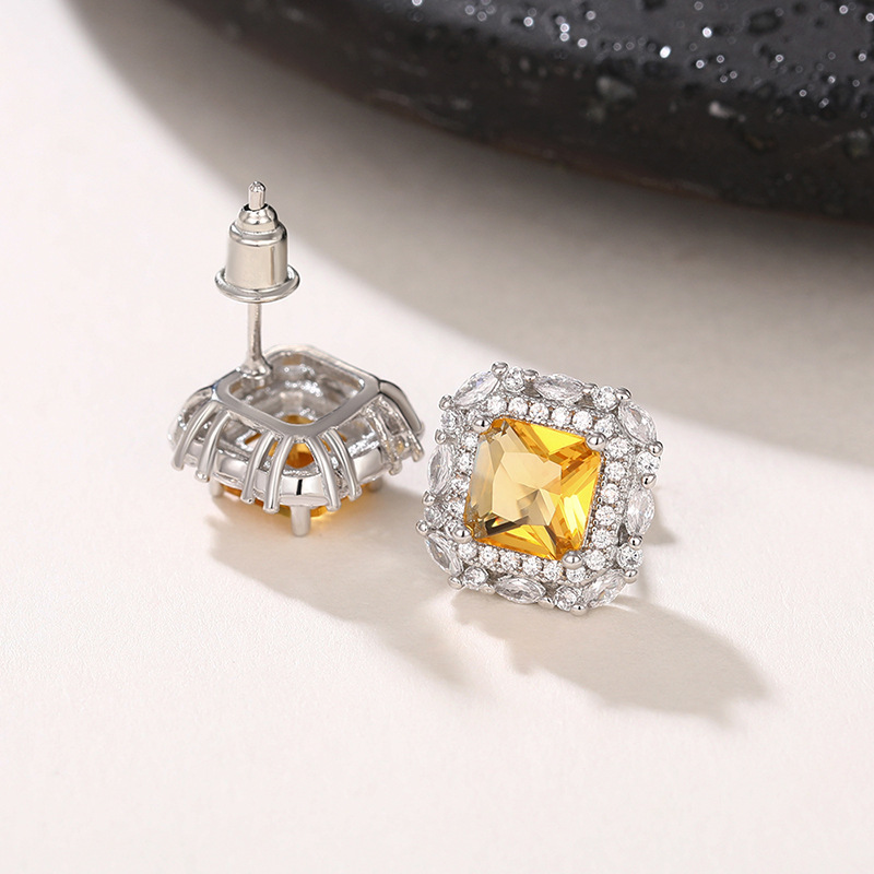 Zircon Crystal Stud Earrings For Men And Women Elegant Style_voghion.com