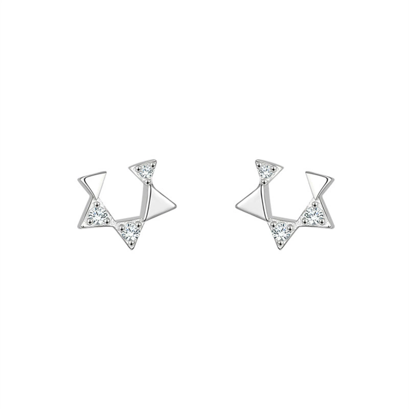 Small design earrings, jewelry, trend of season, 925 sample silver, simple and elegant design