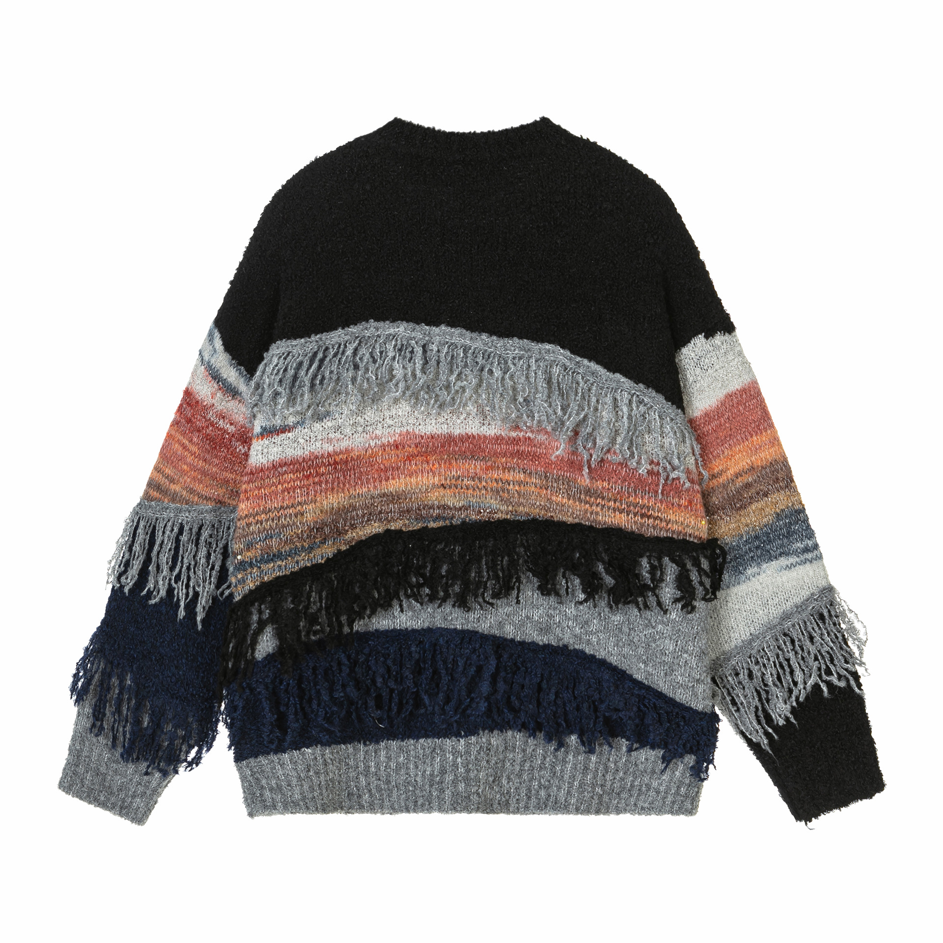 Herrenbekleidung 2024 neuer High Street-Pullover aus amerikanischem Teddyfleece mit Quaste, farblich passendem Design für Männer und Frauen_voghion.com