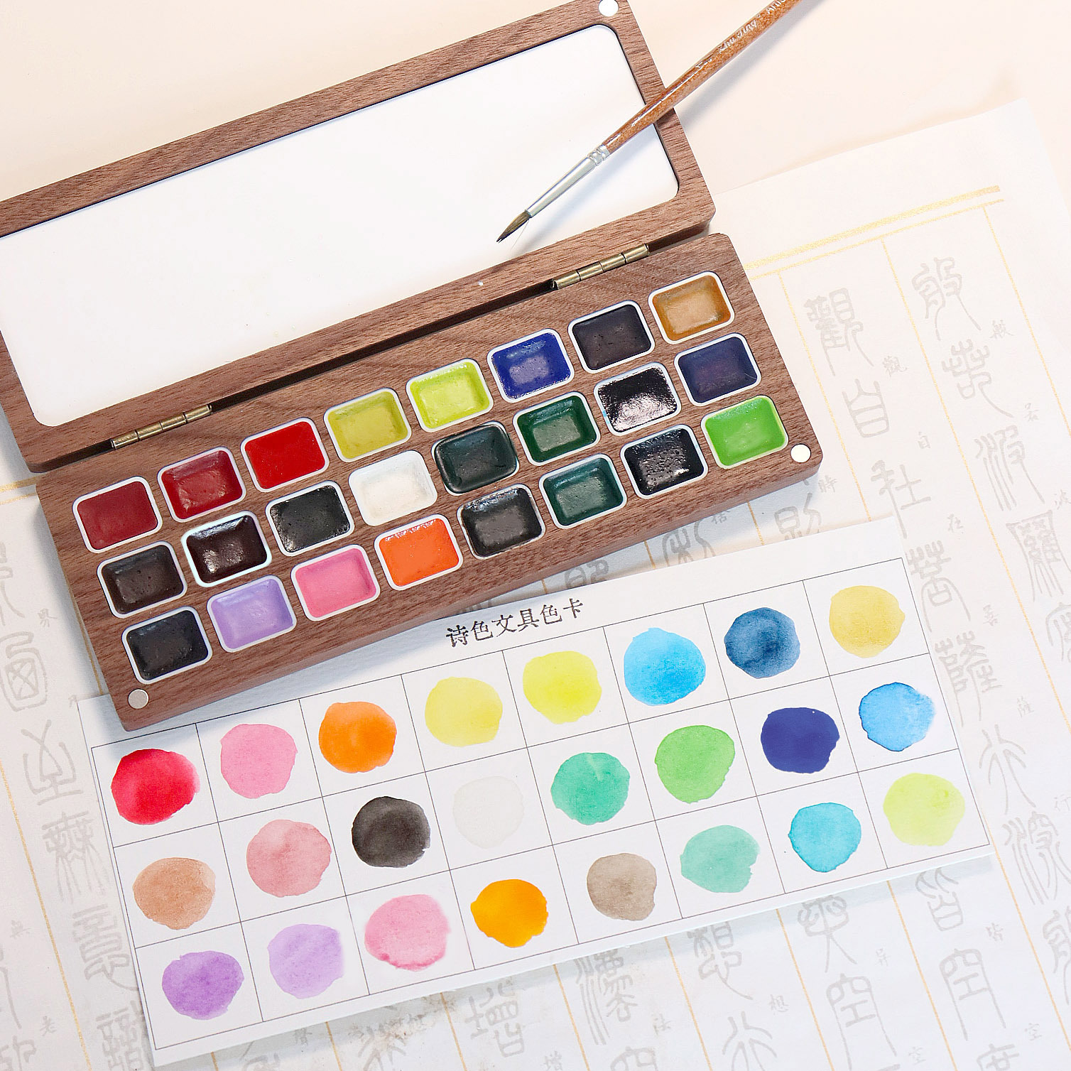 Poética manicure pintado caja de nuez 24 color perlado color sólido acuarela hecha a mano pintura de pigmento sólido 1ml