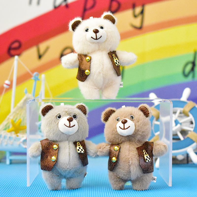 Cute Vest Bear Pendant Plush Toy Bear Doll Bag Pendant Teddy Bear Doll Keychain Rag Doll Cute Vest Bear Pendant Plush Toy Bear Doll Bag Pendant Teddy Bear Doll Keychain Rag Doll