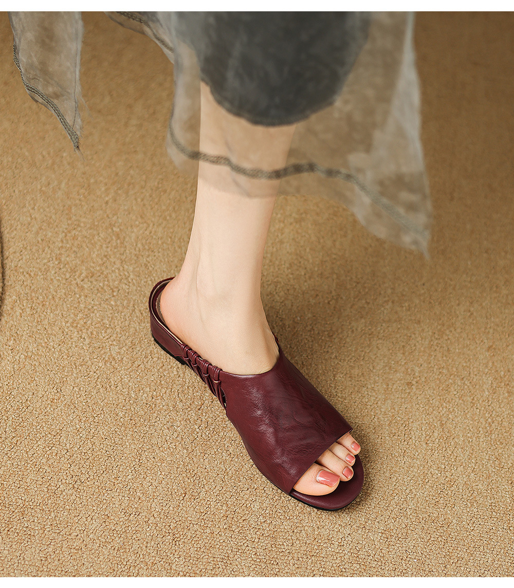 Sandal nữ quai chữ V hở mũi gót thấp mùa hè — đen chi tiết 24