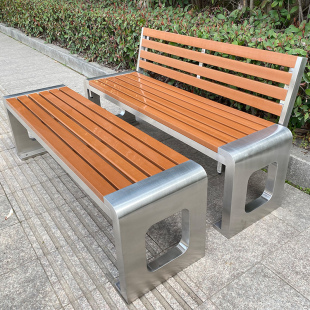 Stainless steel park chair outdoor bench anti-corrosion plastic wood outdoor long stool community courtyard Park Leisure long stool