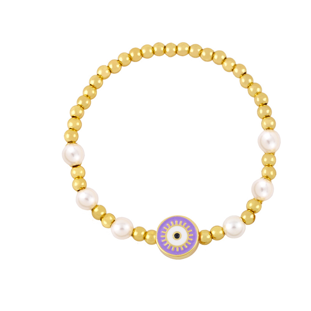European and American bracelet female evil eyes beaded pearl copper bracelet wholesale