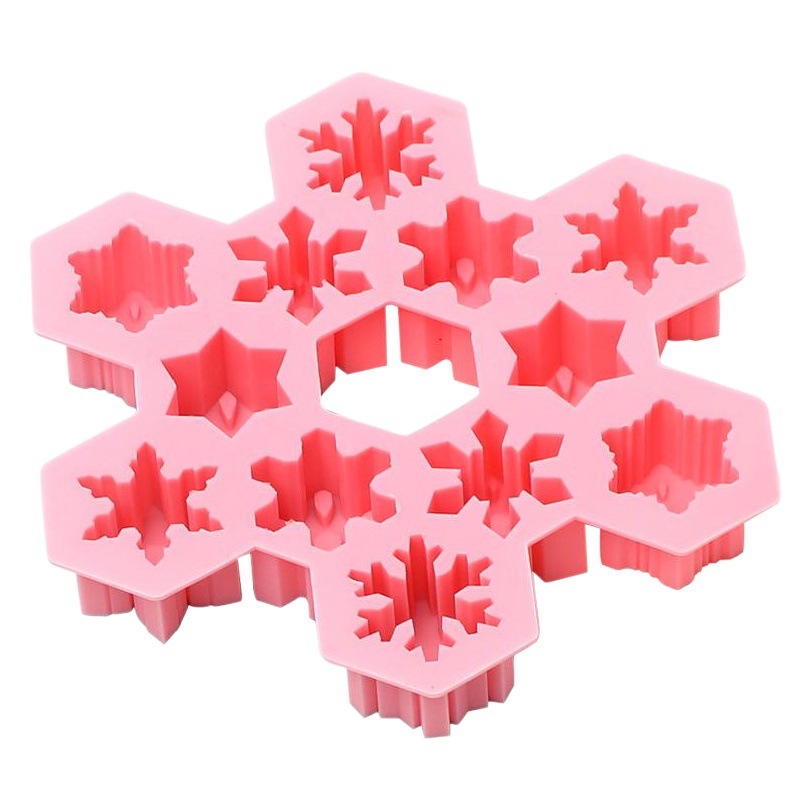 DIY copo de nieve bandeja de hielo molde de 12 agujeros Navidad copo de nieve bandeja de hielo de silicona molde de chocolate molde de silicona