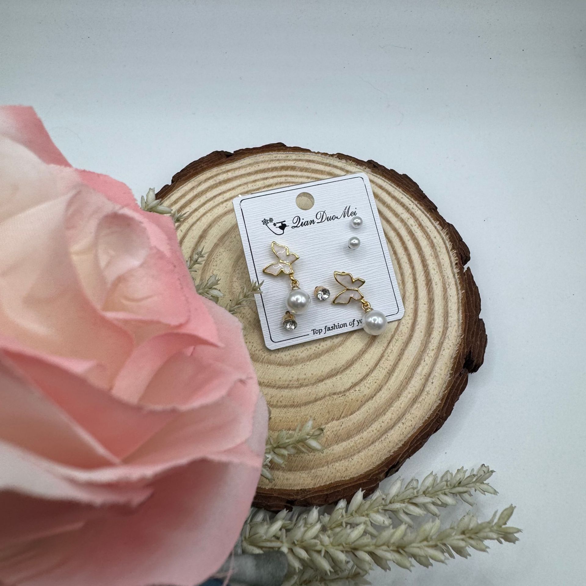 耳坠日韩小清新s925银蝴蝶珍珠风格平替欧美女款ins韩式小耳环