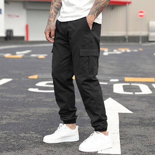 New stylish work pants, Western and European independent casual long pants, trendy brand short-sleeved drawstring with multiple pockets