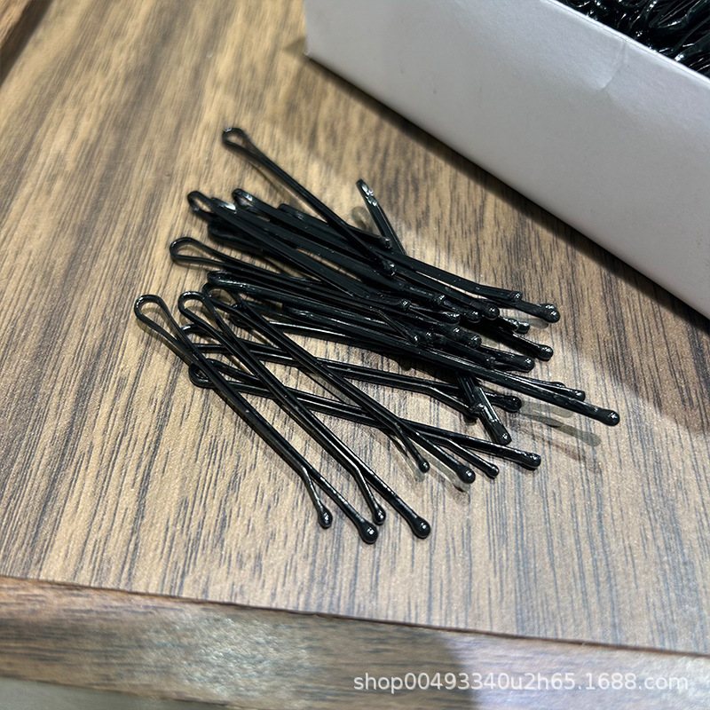 スチール製黒色ヘアクリップ、スタジオ用品、ヘアピン、丸型ヘアクリップ、スチールワイヤークリップ、大箱入り、ワンワードクリップ、ヘアピン|undefined