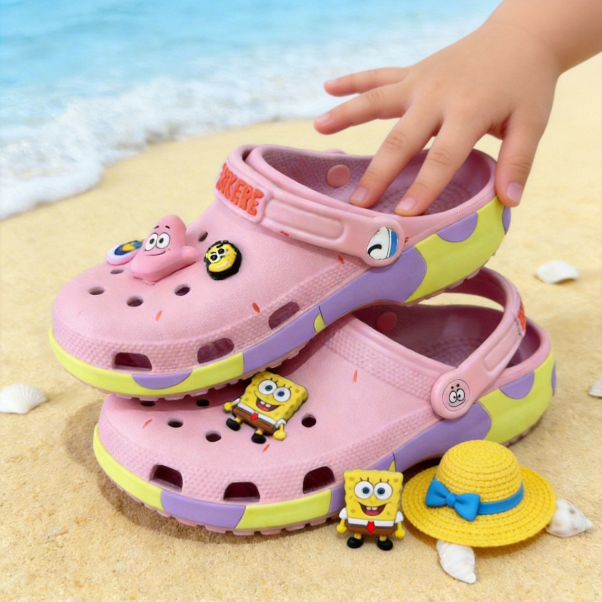 Spongebob Summer Clogs Slippers Beach Sandals for Boys and Girls Casual Non-Slip Coconut Shoes for Men