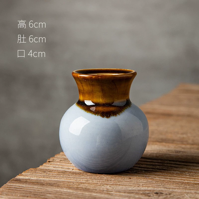 Ceramic Decorative Flower Vases, Handmade Small Tabletop Vase, Glazed Variants