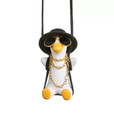 Hanging Ornament Car Decoration Automotive – Car hanging - white-thin-necklace-black-hat-duck