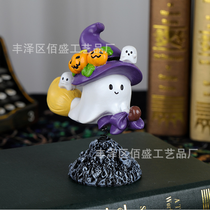 Disposición transfronteriza de props de Halloween resina fantasma blanco adornos pequeños regalos fantasmas decoraciones de atmósfera de terror
