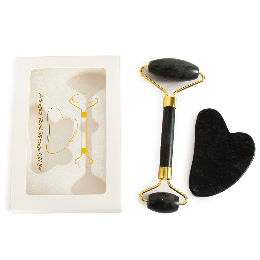 Serie completa de masaje de meridianos de jade de roca de cristales de jade raspador facial masaje de cuello rueda de masaje de belleza