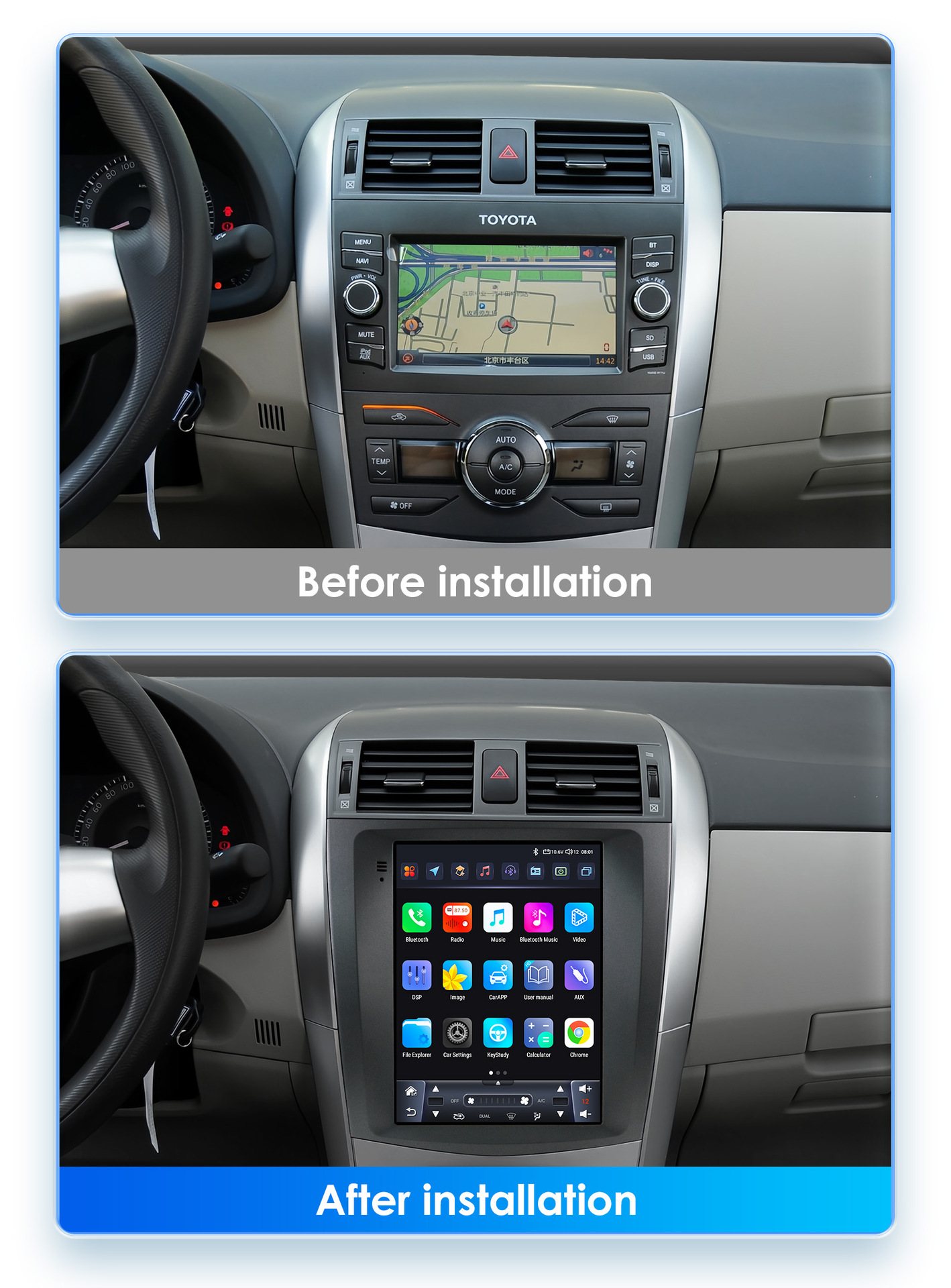 Suitable for 06-13 Toyota Corolla Toyota Corolla Large-Screen Central Control All-In-One Car Navigation