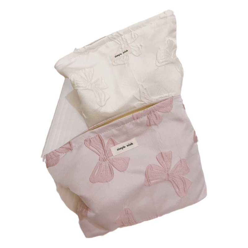 [Su bolsa de Heb] arco elegante retro jacquard bolsa de cosméticos señoras bolso de embrague bolsa de lona portátil