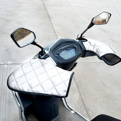 Electric Battery Motorcycle Windproof Thin Four Seasons Spring Autumn Summer Sun Protection Summer Handlebar Cover Gloves Wholesale (Motorcycle Handle Cover) - one-size-summer-model-silver-white-pu-leather