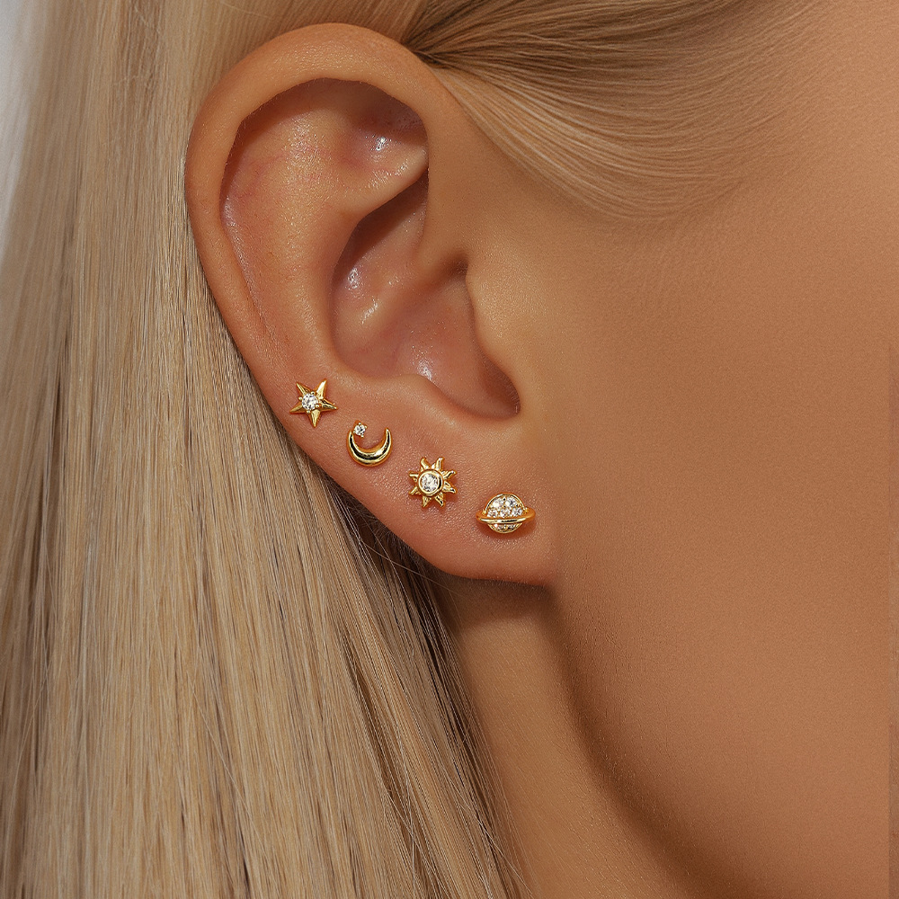1g Weight 925 Sterling Silver Ear Needle Material Ear Studs Classification 4 Pieces Set Quantity Daily, Date Occasion 925 Sterling Silver Material Geometric Pattern Women's Gender Plating Design Simple Style, Classic Style Style 4 Pieces Set 925 Sterling Silver Geometric Ear Studs 13