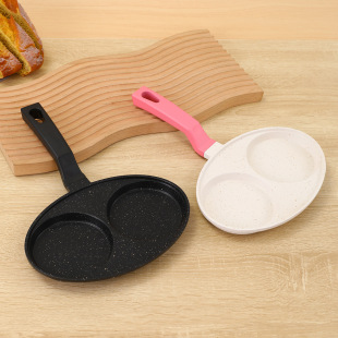 Mini Double Hole Egg Frying Pan Household Korean Hamburger Frying Egg Pan Breakfast Pan Maifan Stone Non-Stick Pan Thickened Pan