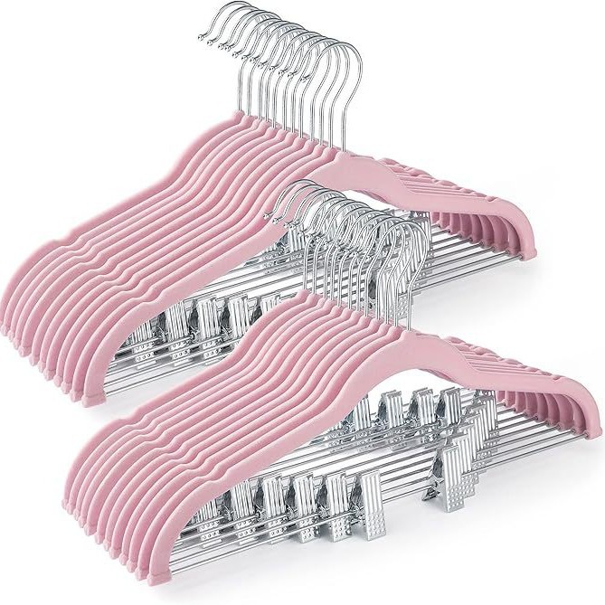 Adultos percha de ropa flocado percha de pantalones con clips tiendas de ropa antideslizante percha de plástico percha de ropa sin huellas percha de ropa al por mayor