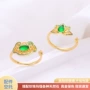 小众中式祖母绿平安锁戒指托
