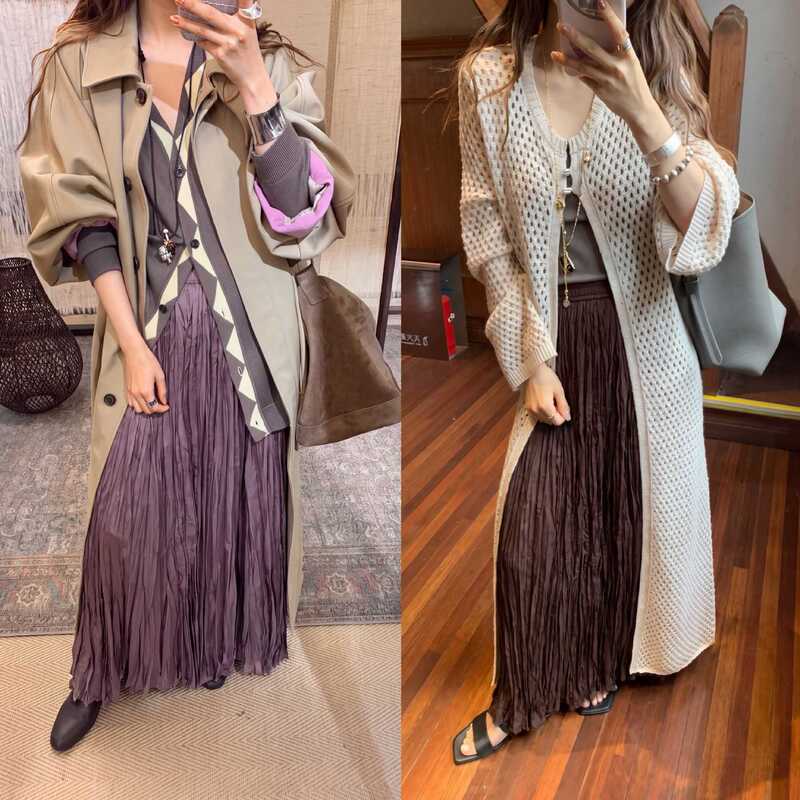 [Featured] 26 Early Autumn New Collection: Satin Double-Weave Power Stretch Mid-Length Mermaid Pleated Skirt