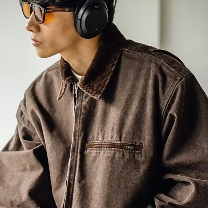 春秋拼接外套男纯棉休闲潮牌高街百搭复古灯芯绒美式潮流水洗夹克