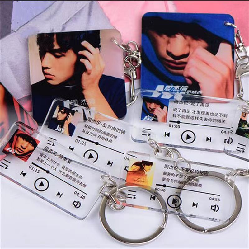 Jay Chou Letras llavero Netease Cloud Wang Sulong Lin Junjie dijo colgante transparente llavero colgante de canción