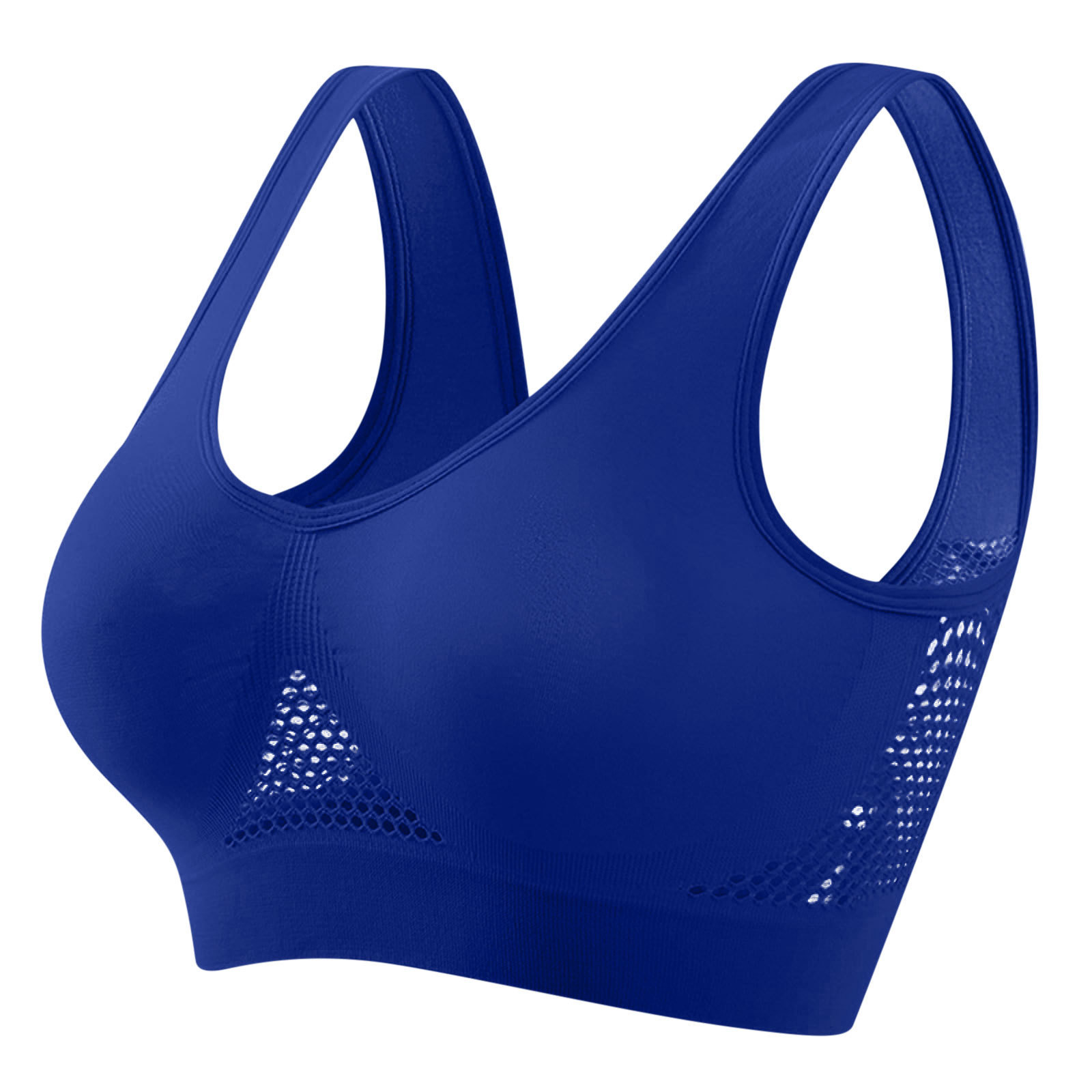 Sujetador deportivo de malla hueca agujero transpirable Sujetador deportivo inalámbrico a prueba de golpes yoga correr más ropa interior de tamaño para las mujeres