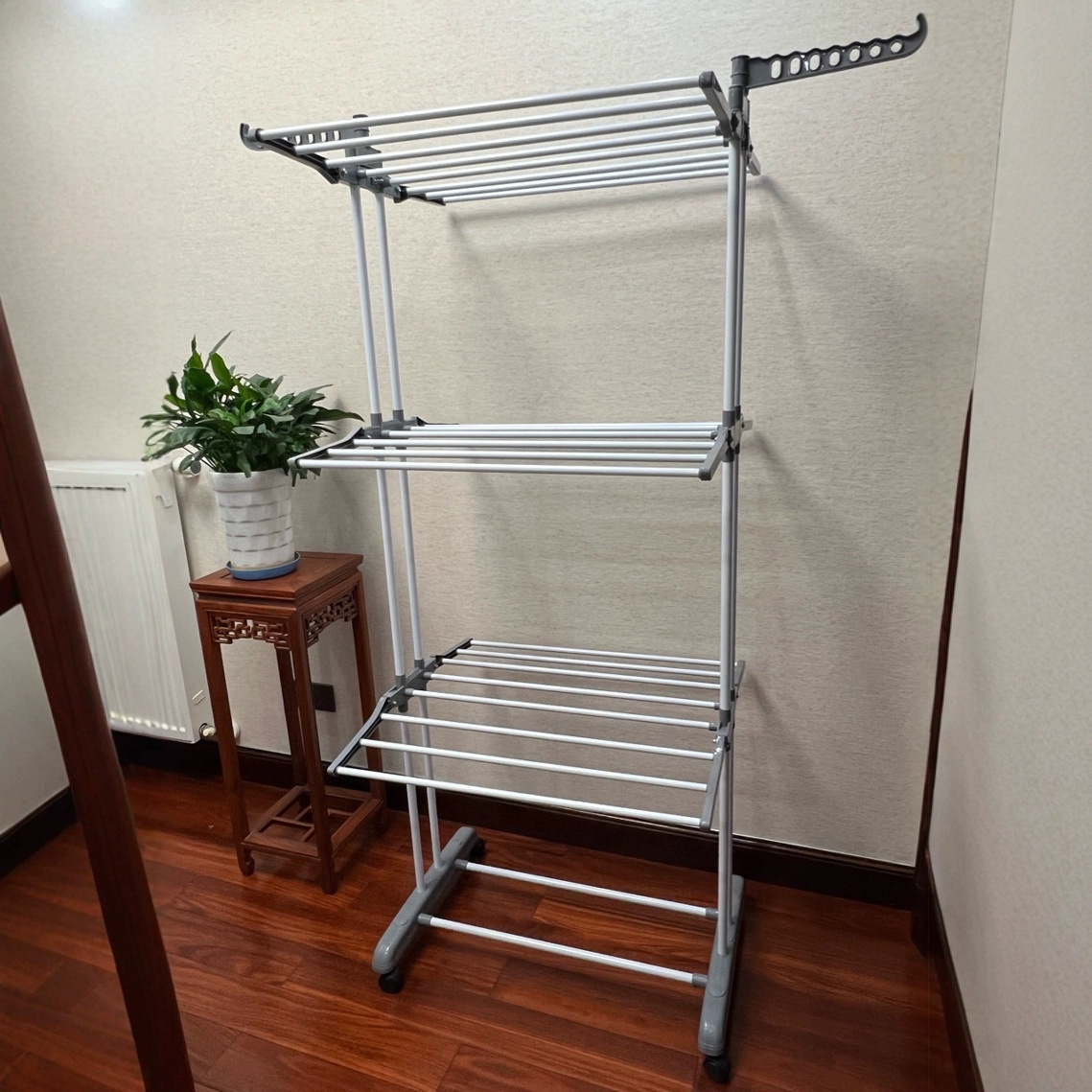 Foldable Balcony Clothes Drying Rack, Open-Style Clothes Rack, Large Capacity, Movable Floor-Standing Folding Clothes Drying Rack, Towel Rack