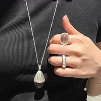 Новое белое хрустальное сосновое ожерелье медное посеребренное холодное ветерок нишу 925 серебряная игла ушные гвозди персонализированное кольцо для еды