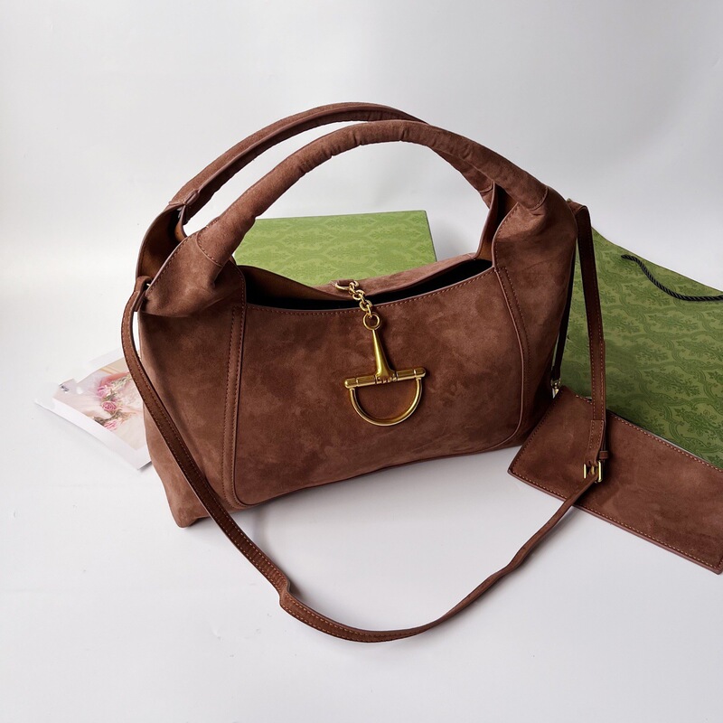 2025 Autumn Softbi Suede Calfskin Horsebit Handbag Large Capacity Tote Bag Exclusively for Cross-Border Sales