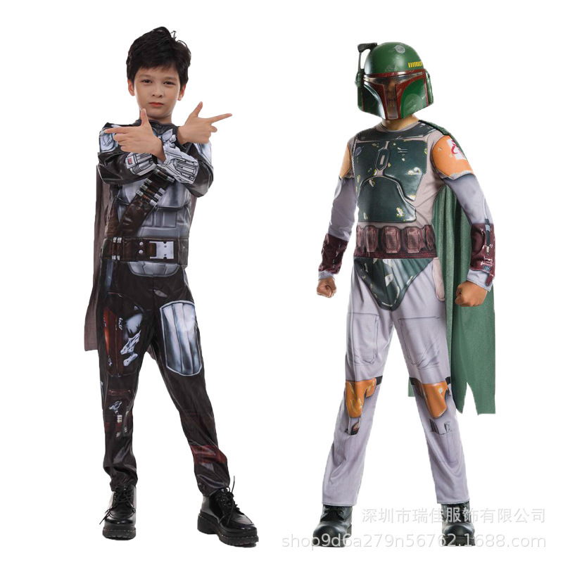 Halloween Boba Fett Children Cosplay Mandalorian Star Wars Theme Halloween Party Dress Up Costume