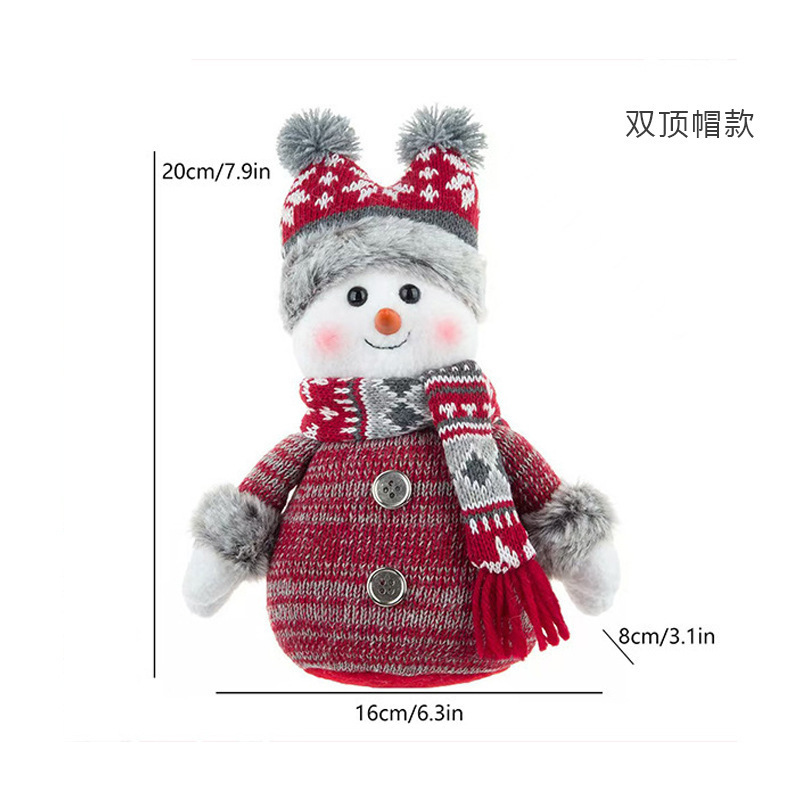 国境を越えた人気の赤と青のニット生地雪だるま人形クリスマス装飾ウィンドウ人形装飾品のカスタマイズ|undefined