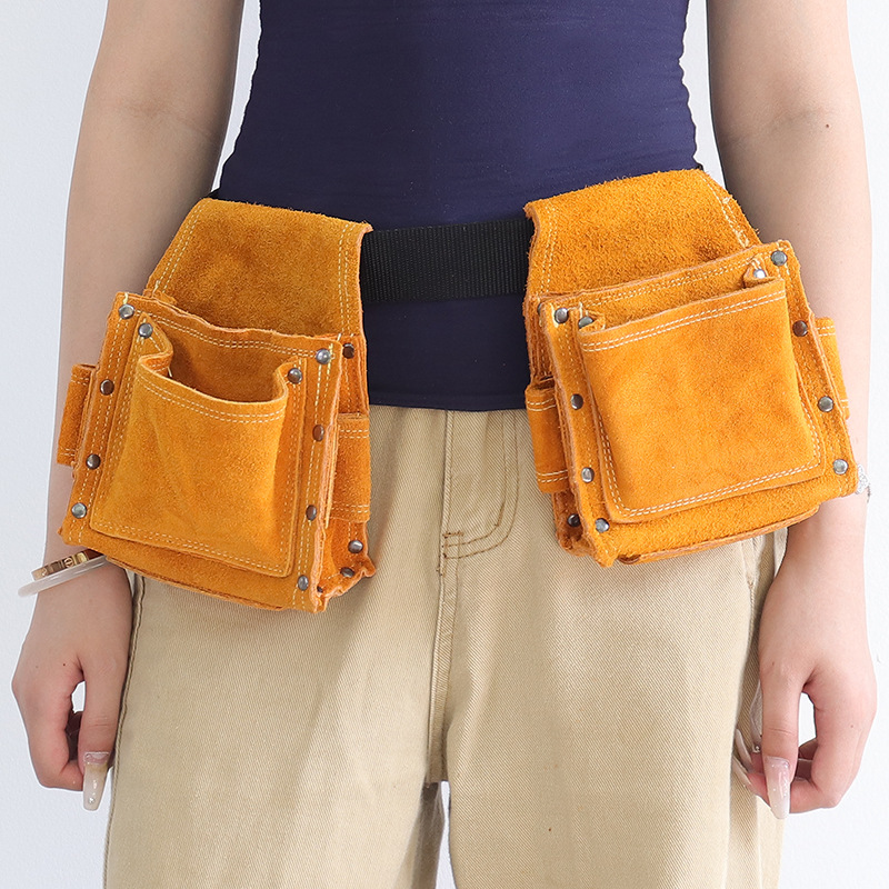 Transfronterizo Amazon delantal de cuero de ultrafibra bolsillo de clavos arquitectura carpintería multifuncional bolsa de cintura de herramientas de abrasión delantal