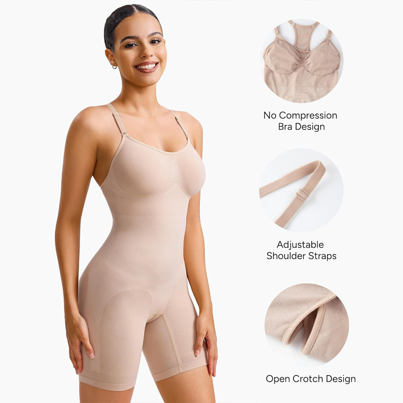 New Style Racerback Amazon European and American Cross-Border European and American Vest Shapewear Open-Crotch Seamless Bodysuit