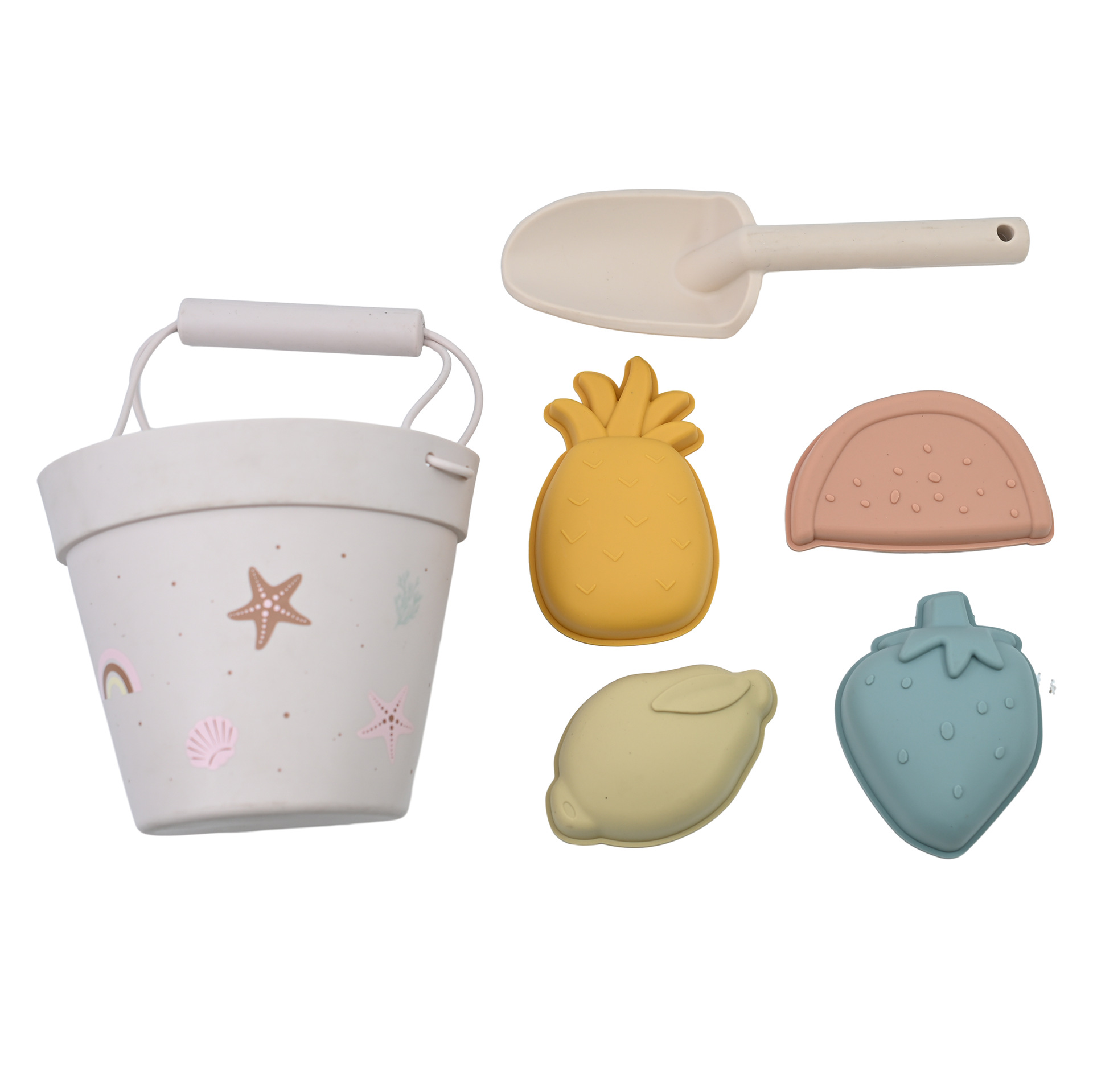 Herramientas de excavación de arena Barril junto al mar Juguetes para niños Pala junto al mar Fruta para padres e hijos Barril de silicona Juego de juguetes de playa