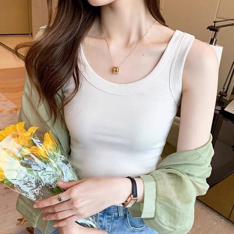 Women's Camisole Tank Top 2026 New Spring/Summer Style for Outerwear, Covering Side Breasts, Wide Shoulder Straps, Sleeveless Base Layer Top Women's Camisole Tank Top 2026 New Spring/Summer Style for Outerwear, Covering Side Breasts, Wide Shoulder Straps, Sleeveless Base Layer Top