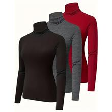 H 37373 High Neck Slim Fit Long Sleeve T-Shirt ��������T��