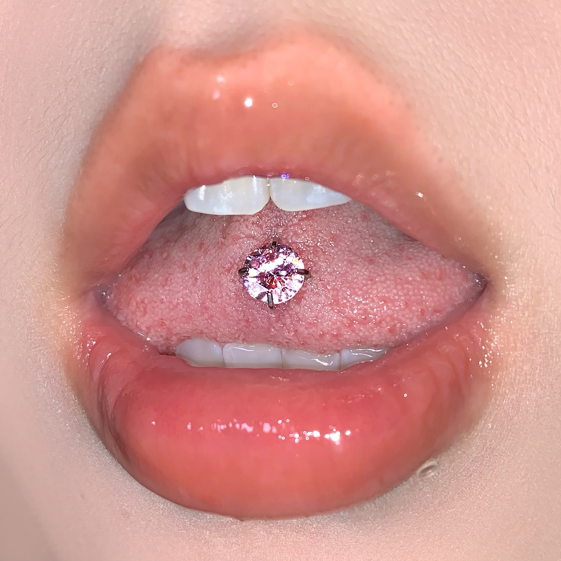 Labret stud lip piercing jewelry styling detail
