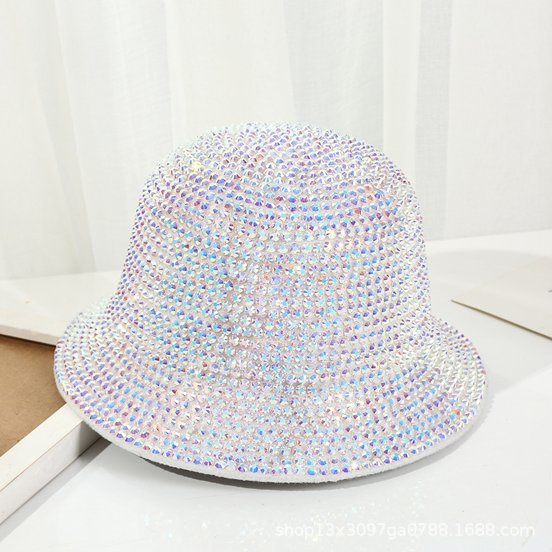 Sombreros de sol de verano transfronterizos europeos y americanos, sombreros de pescador vintage con diamantes de imitación, sombreros de baile callejero para mujer, estilo ins al por mayor.