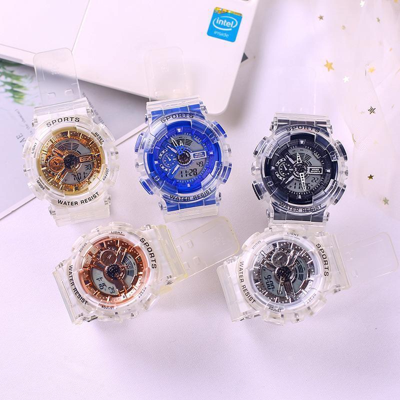 Reloj sincrónico directo de fábrica estudiantes masculinos y femeninos novias de escuela secundaria pareja puntero impermeable transparente ins reloj electrónico