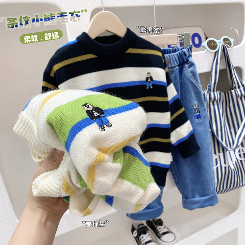 Children's round neck sweater  autumn new children's clothing medium and large children's style cartoon sweater baby warm tops