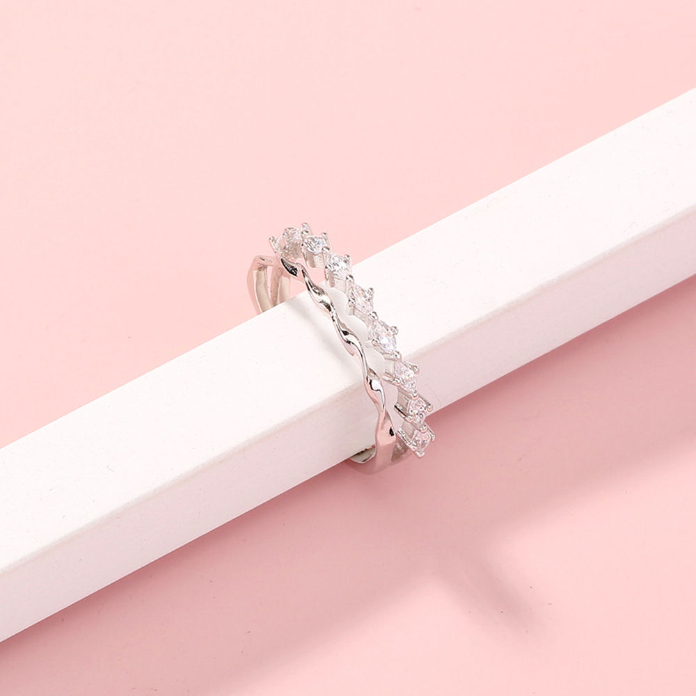 wholesale jewelry wave zircon double copper ring Nihaojewelry